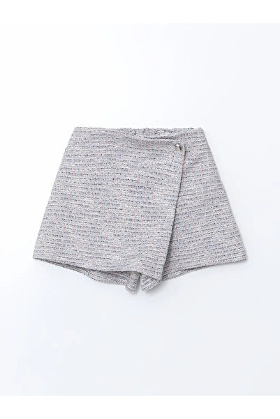 LC Waikiki LCW Kids Gri Beli Lastikli Tüvit Kız Çocuk Şort Etek