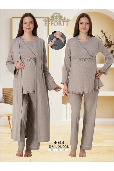 EM&FA TEKSTİL Maternity Maternity Breastfeeding Pajama Set with Compartment