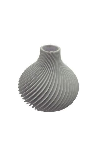 OEM Vază decorativă Lisa – Design modern spiralat – Albă, imprimare 3D, plastic ecologic, 15 cm