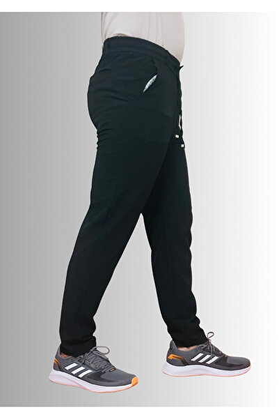 ManKlas Gofre Kumaş Erkek Jagger Pantolon Yazlık Siyah Jogger Eşofman Pantolon