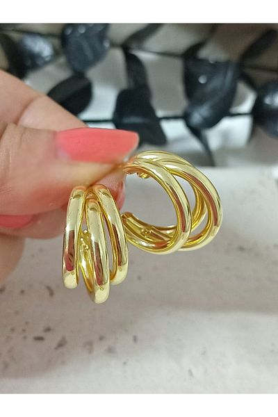 mos&more Gold 3-Piece Ring Trend Large Size Women's Earrings