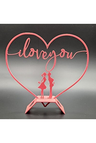 OEM Decoratiune "I LOVE YOU", Rosu, 16cm x 15cm x 3cm