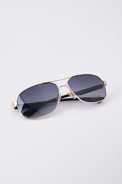 Kapin Vintage Drop Metal Design Unisex Sunglasses - Black Glass