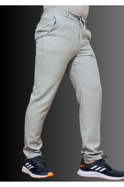 ManKlas Seersucker Men's Jagger Pants Summer Gray Jogger Sweatpants