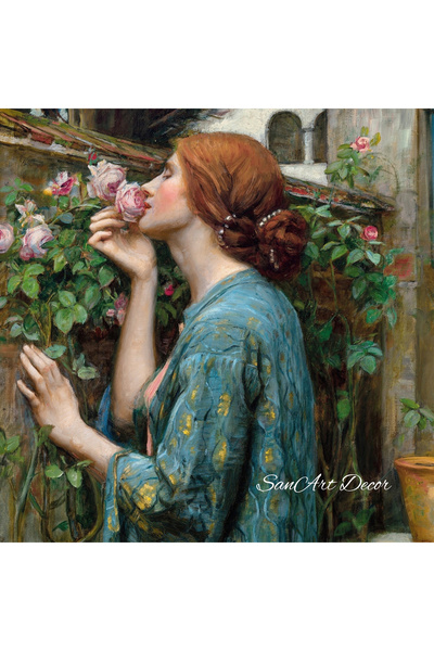 Sanart Pictură vintage înrămată, pictură imprimată în ulei, pictură înrămată, decor artistic, pictură portret