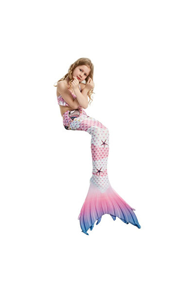 THK Costum de baie Ariel cu coadă de sirenă, roz/alb - THK® - 120 cm - 5-6 ani