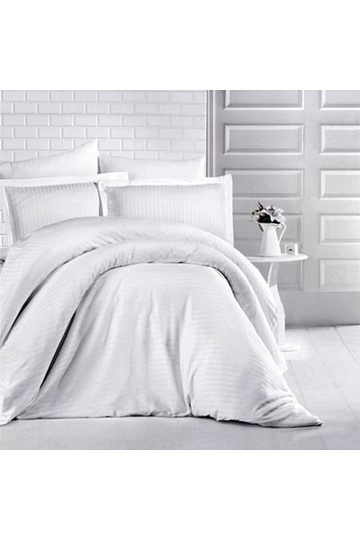 Casa Pucioasa Casa Pucioasa double bed linen, 6 pieces, Damask, thick cotton, with elastic, color White