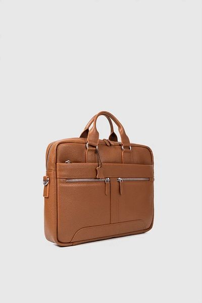 MORCA Genuine Leather Unisex Briefcase with Laptop Compartment 15.6" Inch Tan