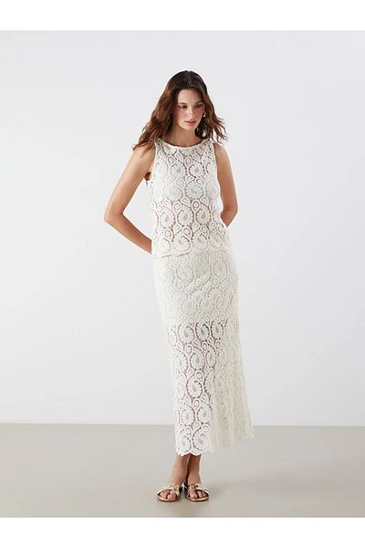 LC Waikiki Lcw Vision Ecru Waist Zipper Lace Skirt