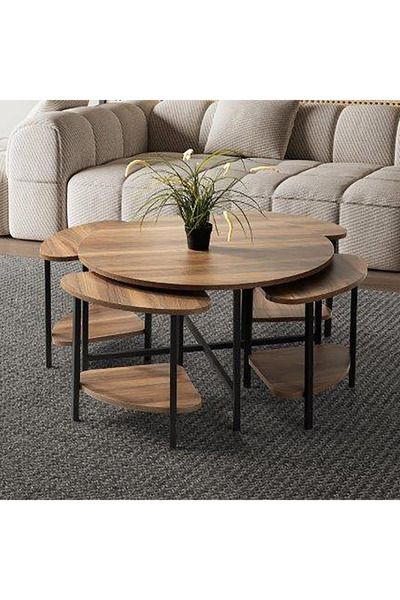 Home Box طاولة قهوة مستديرة من جوسي مع 4 مقاعد