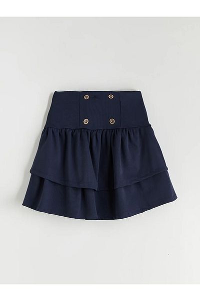 LC Waikiki Lcw kids navy blue elastic waist layered girl's skirt