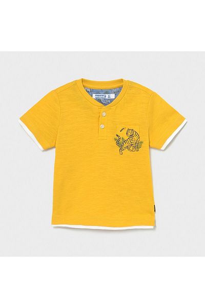 MAYORAL Tricou galben pentru băieți cu tigru și buzunar decorativ