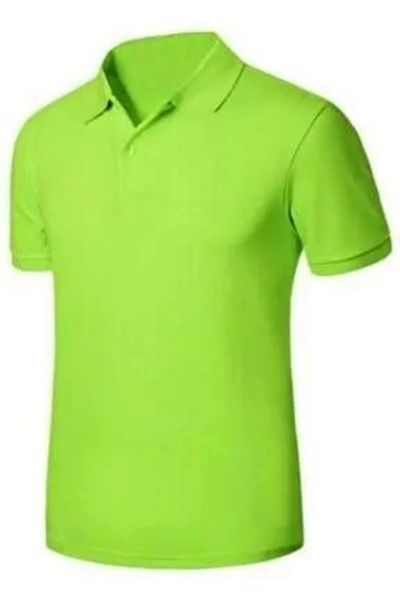 ModAras Short Sleeve Polo Collar Casual 2 Button Apple Green T-Shirt - Green - Arassumi-Kiisi-Elma-Yet