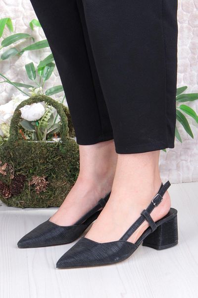 fort 110-425 Satin Glitter Open Back Classic Heeled Women's Shoes