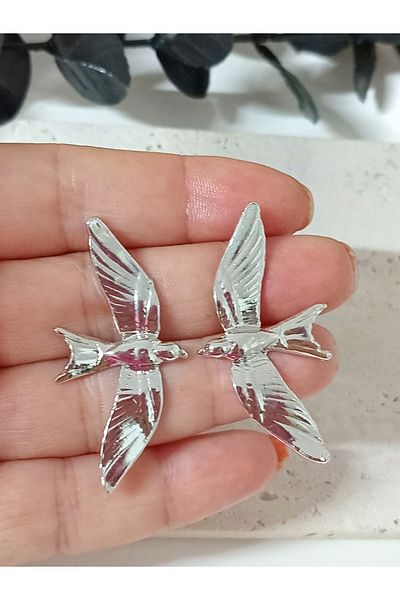 mos&more Silver Winged Bird Size Women's Earrings