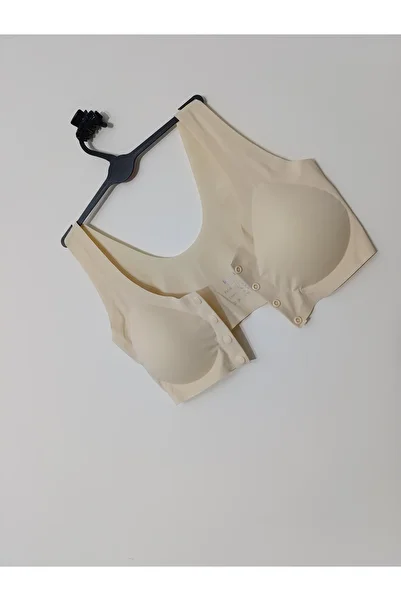 WİOLİNA Women's Laser Cut Seamless Ghost Bralet Bra Seamless Front Closure with Removable Pad Without Underwire