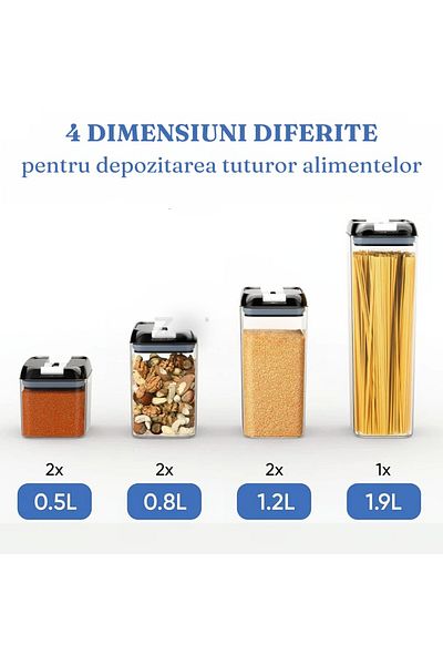 OEM Set of 7 Food Organization Containers, Airtight Closure, Reusable Labels