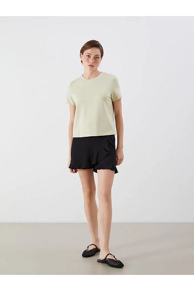 LC Waikiki Lcw Vision Black Women's Textured Skirt with Elastic Waist Shorts
