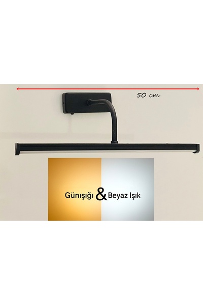 gaziantepavize Dünya 50 cm Siyah Kasa Günışığı - Beyaz Işık ( Çift Renkli) Le...