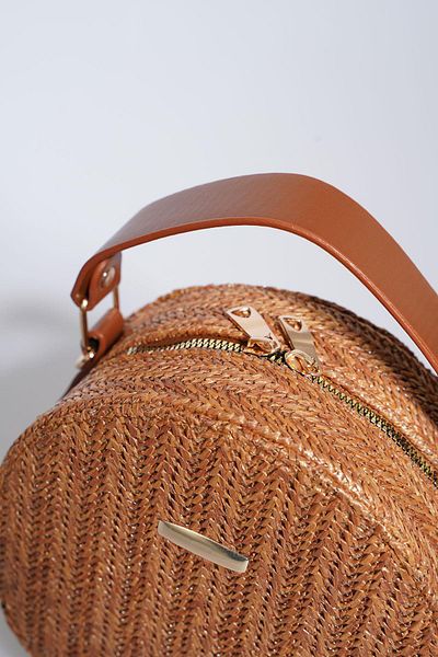 Moda Pie Round Case Straw Women's Bag Brown