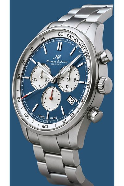 Kronen & Söhne Kronen&Söhne Aeromatic Chronograph Swiss Made Steel Men's Wrist Watch
