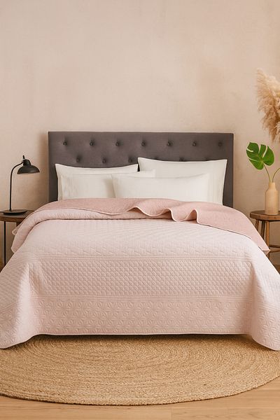 Evimcim Double Side Mattress Topper Salmon Powder 160X220 cm Premium Textured