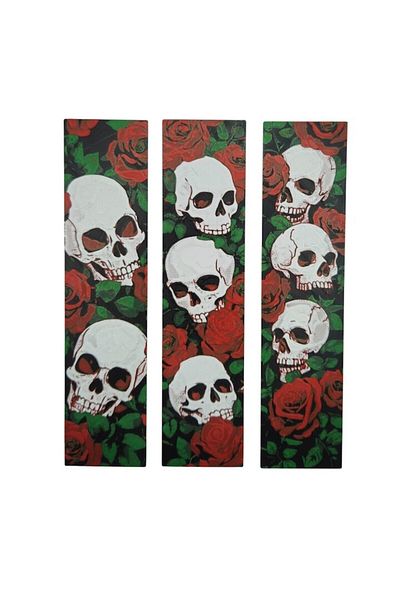 OEM Set x 3 bookmarks Skull N' Roses, Multicolor, 18 cm x 4 cm, Embossed