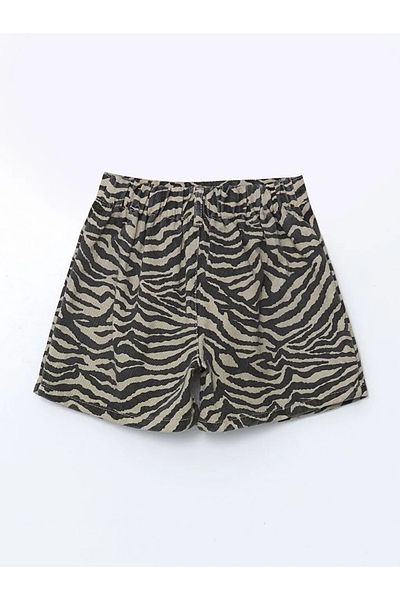 LC Waikiki Lcw Kids Brown Elastic Waist Zebra Print Girls' Shorts Skirt