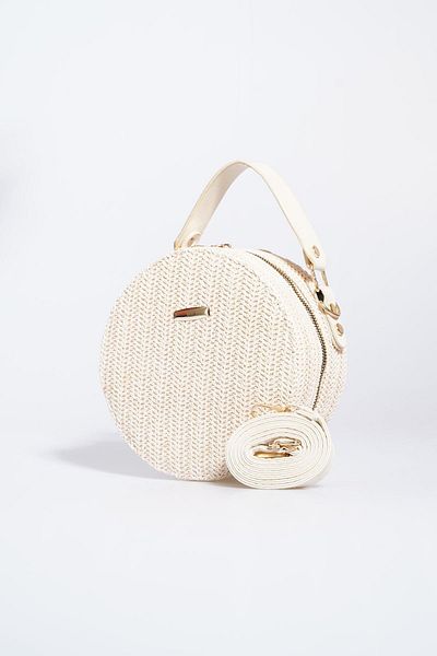 Moda Pie Round Case Straw Women's Bag Beige