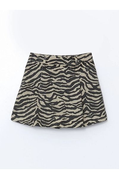 LC Waikiki Lcw Kids Brown Elastic Waist Zebra Print Girls' Shorts Skirt