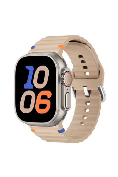 REDz Accessories Curea reglabilă Ocean Wave pentru Apple Watch, silicon, sport, crem - 44/45/46/49 mm