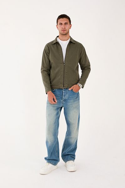 STOCX Men's Zippered Denim Jacket