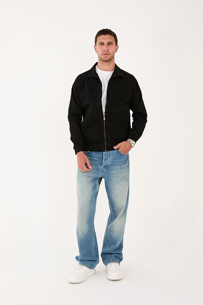 STOCX Men's Zippered Denim Jacket