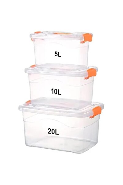 Generic Premify 3pcs Plastic Storage Boxes Set - Clear Stackable Containers w...