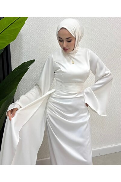 modasusev Ισπανικό βραδινό φόρεμα με σατέν μανίκι