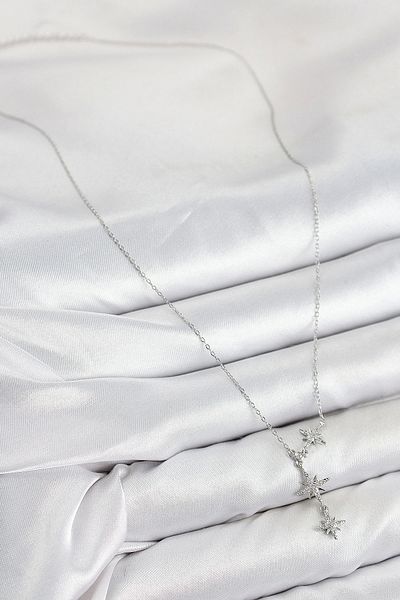 shopwave Brass Zircon Stone Pole Star Model Silver Color Women's Necklace