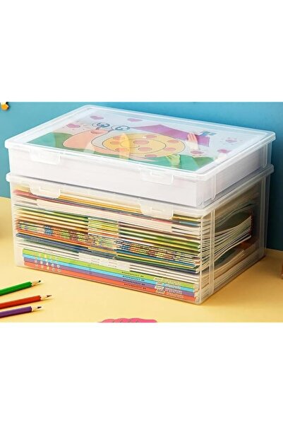 Generic Premify 2Pcs Book Storage Box with Lids, Stackable Clear Plastic Boxe...