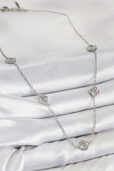 shopwave 316L Steel Clover Model Silver Color Women's Necklace