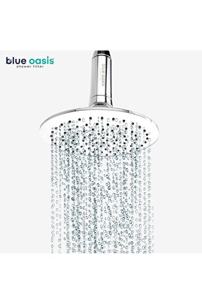 Blue Oasis Shower Filter Rain Bundle | Stainless Steel & ABS Rainfall Head Cylindrical Silver 2 Dual