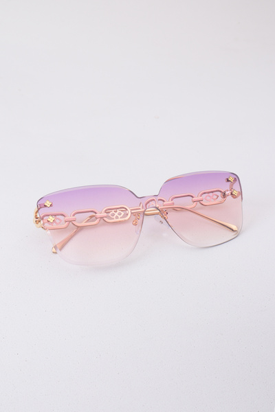 Kapin Çerçevesiz Tasarım Metal Detaylı Kadın Güneş Gözlüğü - Pembe Cam