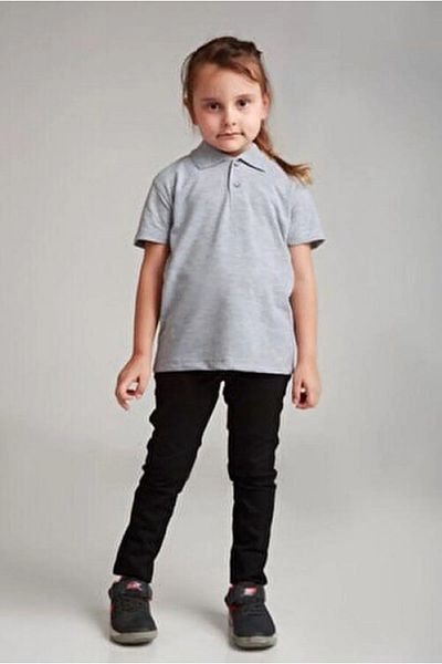 Zeta Group Short Sleeve Polo Neck School and Casual 2 Button Gray Children's T-Shirt - Gray - Ilc2.Umo-Kuisa-Gri-Coc
