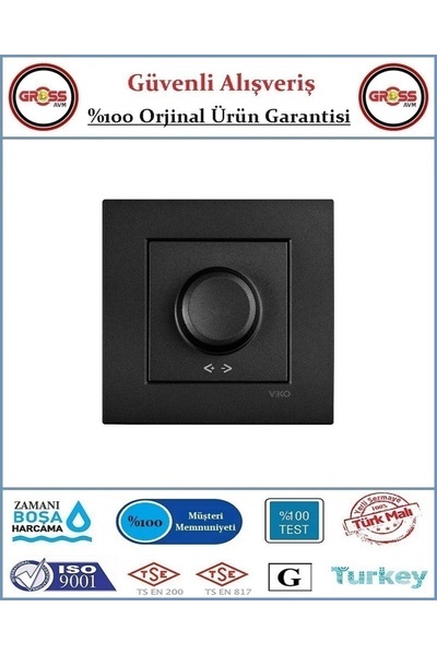 VİKO Novella Dimmer 600W - Çerçeve Dahil - Orjinal Ürün - Renk Siyah