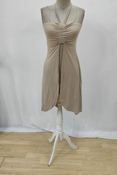 Mossta Μακρύ μπλουζάκι με λαιμόκοψη και ανοιχτό μπροστινό μέρος - Μπεζ