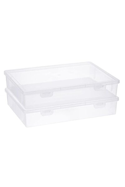 Generic صندوق تخزين بلاستيكي شفاف من TERRIFI مع غطاء، صندوق مشبك كبير، حاويات...
