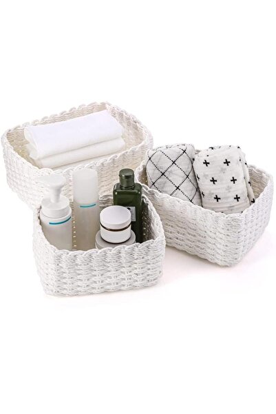 Generic ديفسيدار، 3 قطع من سلال التخزين المنسوجة المتينة المصنوعة من الورق، 3...