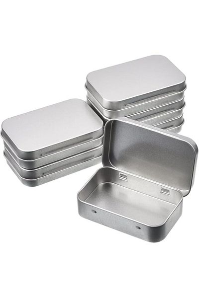 Generic مجموعة من 6 علب معدنية مستطيلة الشكل، صندوق معدني صغير، 3.75 × 2.45 × 0.8 بوصة، مجموعة تخزين صغيرة
