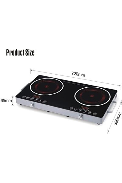 Generic Double Infrared Cooker 3500W with Digital LED Display High-Power Dual Burner Cooktop