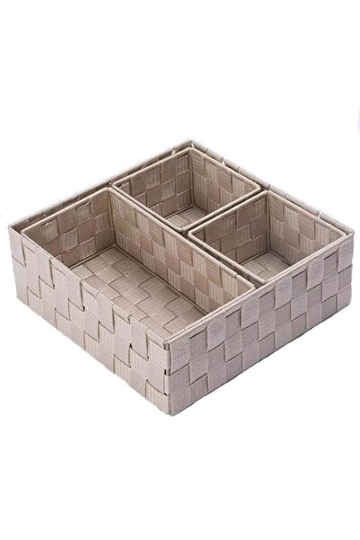 Generic Set of 4 Woven Storage Box Cube Basket Drawer Organizer Divider Baske...