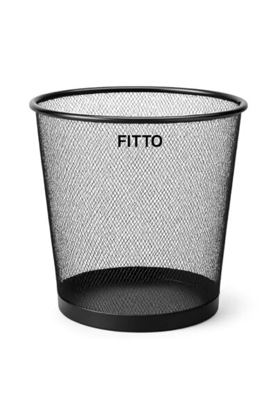 Generic Fitto Metal Paper Bin, 26x23.5x19cm, Black Waste & Recycling Desk Tra...