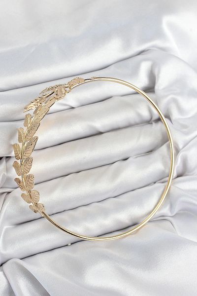 shopwave Brass Leaf Model Gold Color Pazu Bracelet